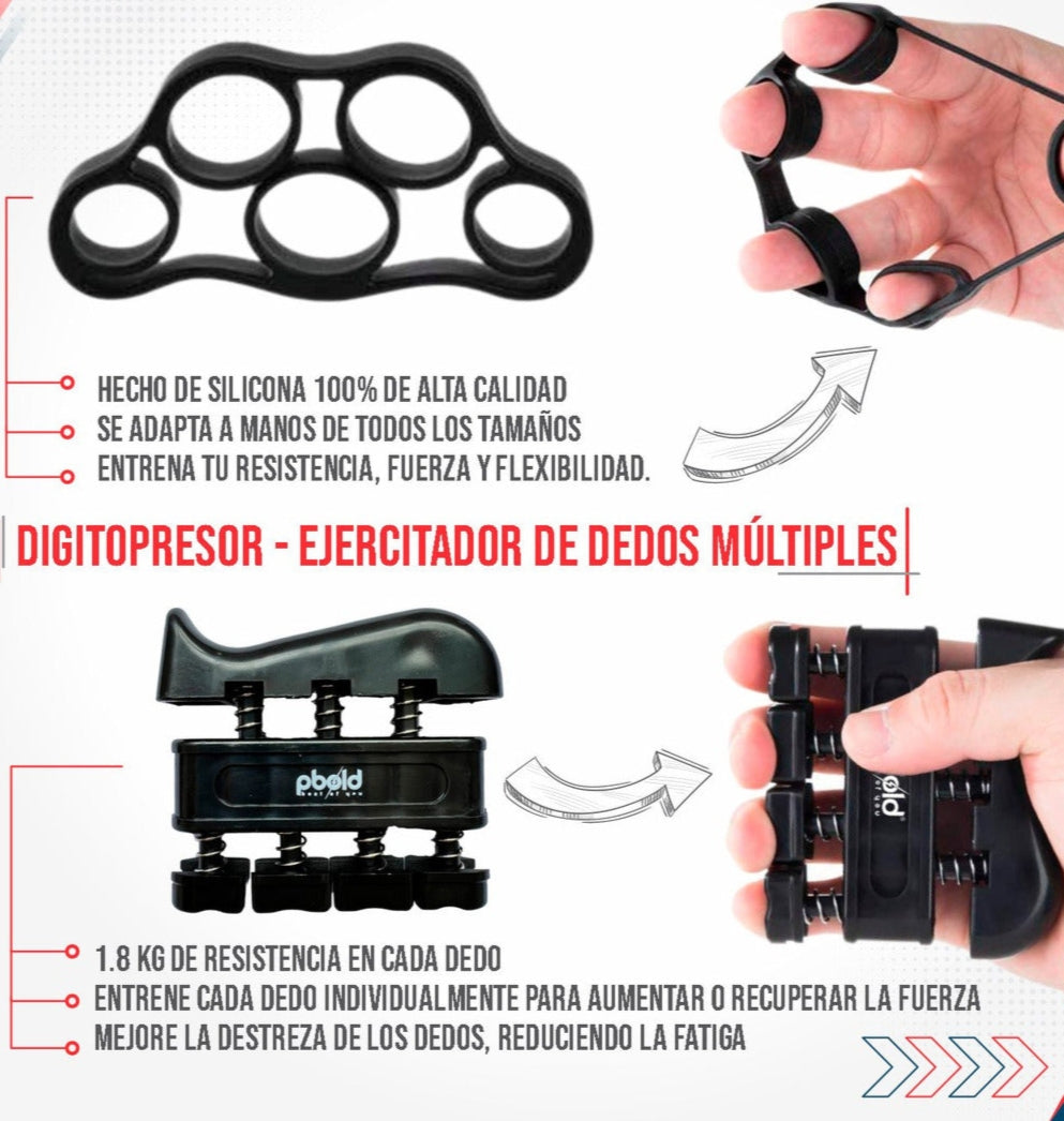 ™/ Kit Ejercitador Hand Grip Mano, Antebrazos X5 piezas