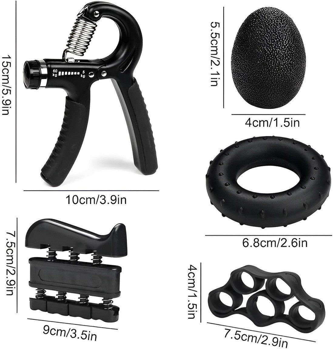 ™/ Kit Ejercitador Hand Grip Mano, Antebrazos X5 piezas